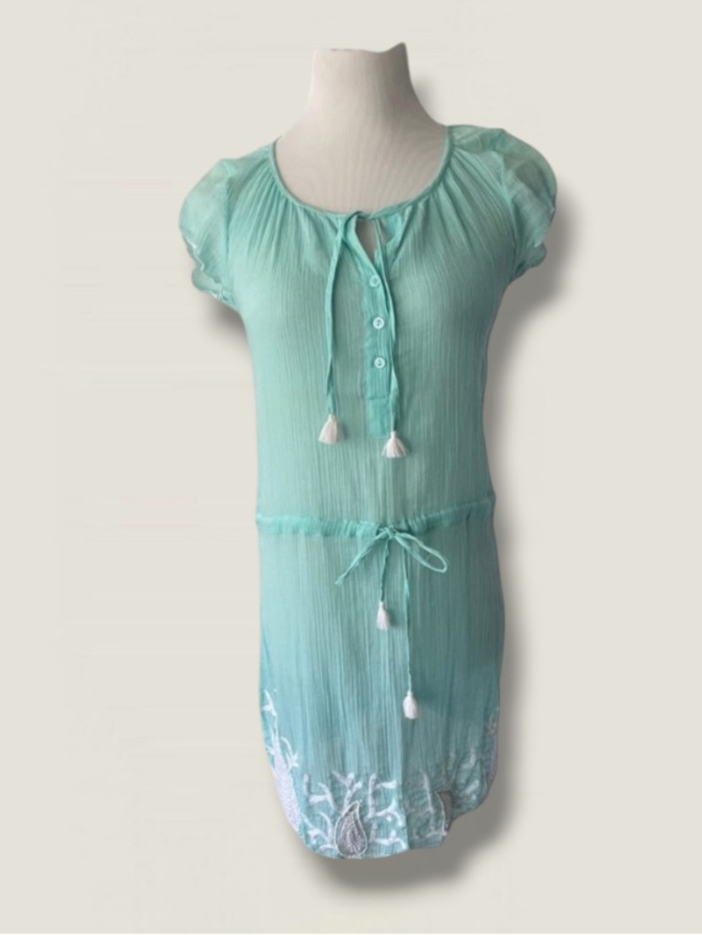 LETARTE NEW HANDMADE COTTON EMBROIDERED SEQUIN DRESS